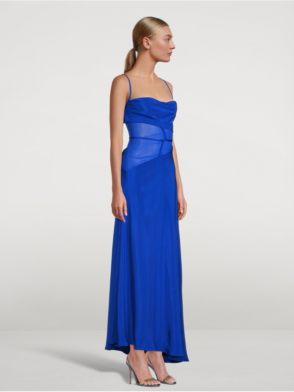 Christopher Esber Cobalt Blue Sheer-Panel Maxi Dress